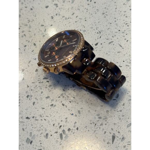 Michael Kors MK5366 Tortoise Resin Chronograph Rose Gold Women’s Watch 6.25” main image 4
